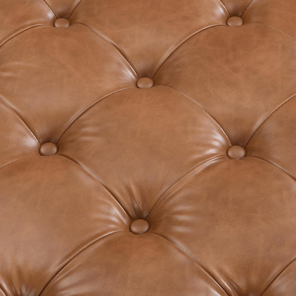 Yorick Modern Square Faux Leather Upholstered Living Room Cocktail Ottoman/Coffee Table, Rubberwood Frame, Tufted