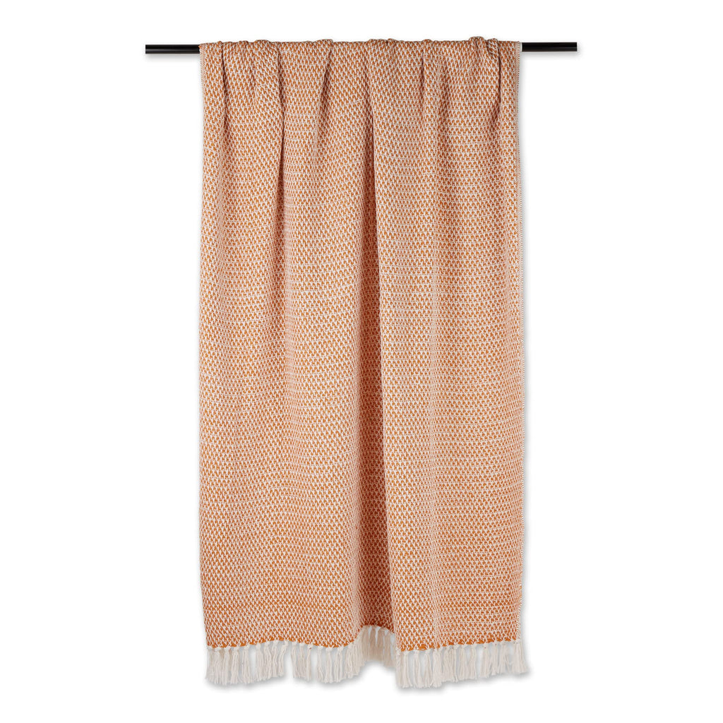 Woven Throw Collection 100% Cotton, Basketweave, 50x60, Pumpkin Spice