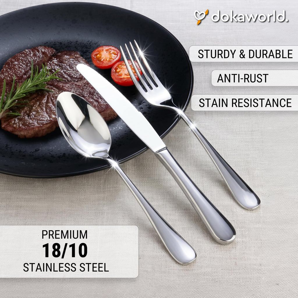 Stainless Steel Flatware - Modern Design 40 Piece Cutlery Set