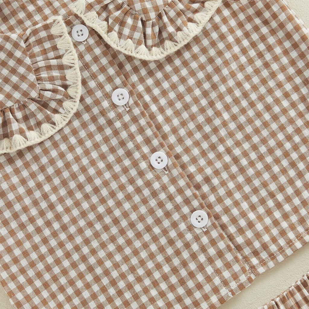 Toddler Girls Summer Clothes Set Gingham Ruffle Dress Tops Pants 2 Piece Spring Summer Outfits