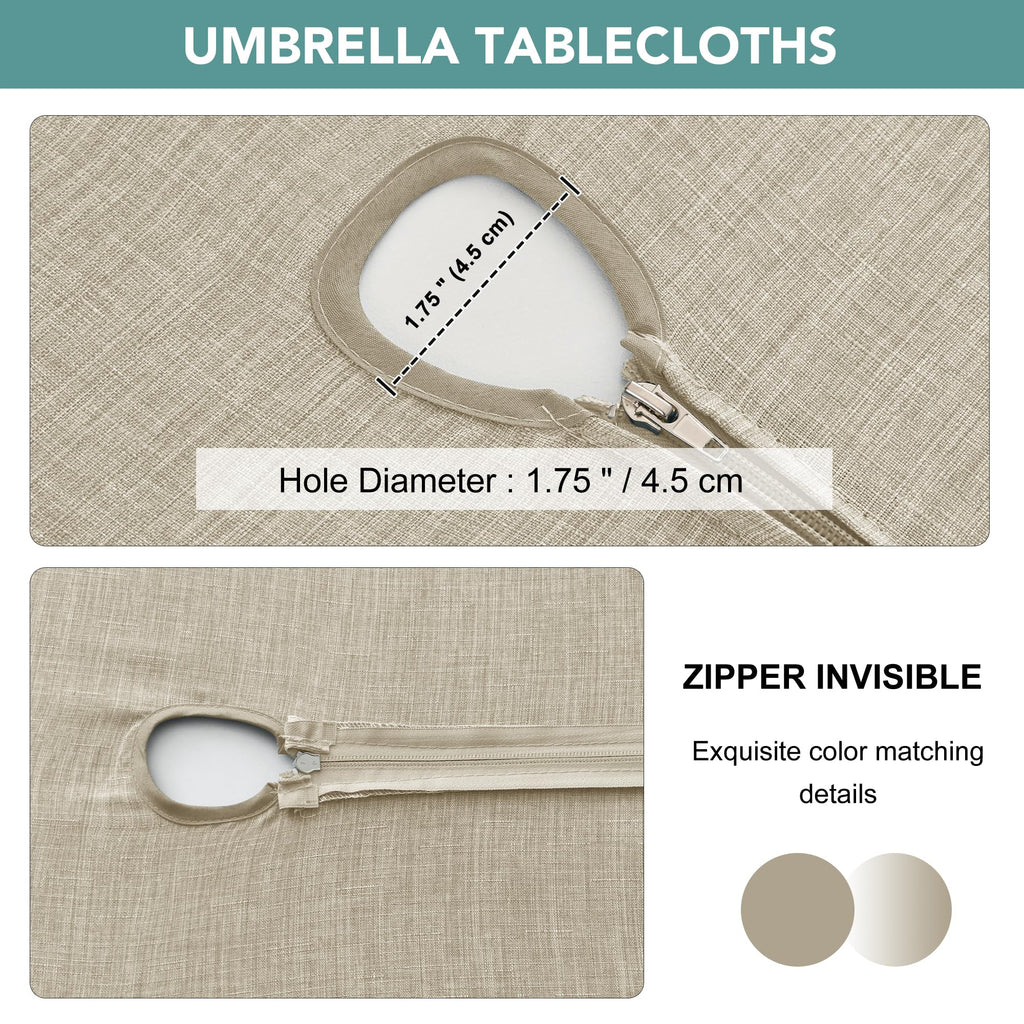 Outdoor Tablecloth with Umbrella Hole, Natural, 60x84 Inch