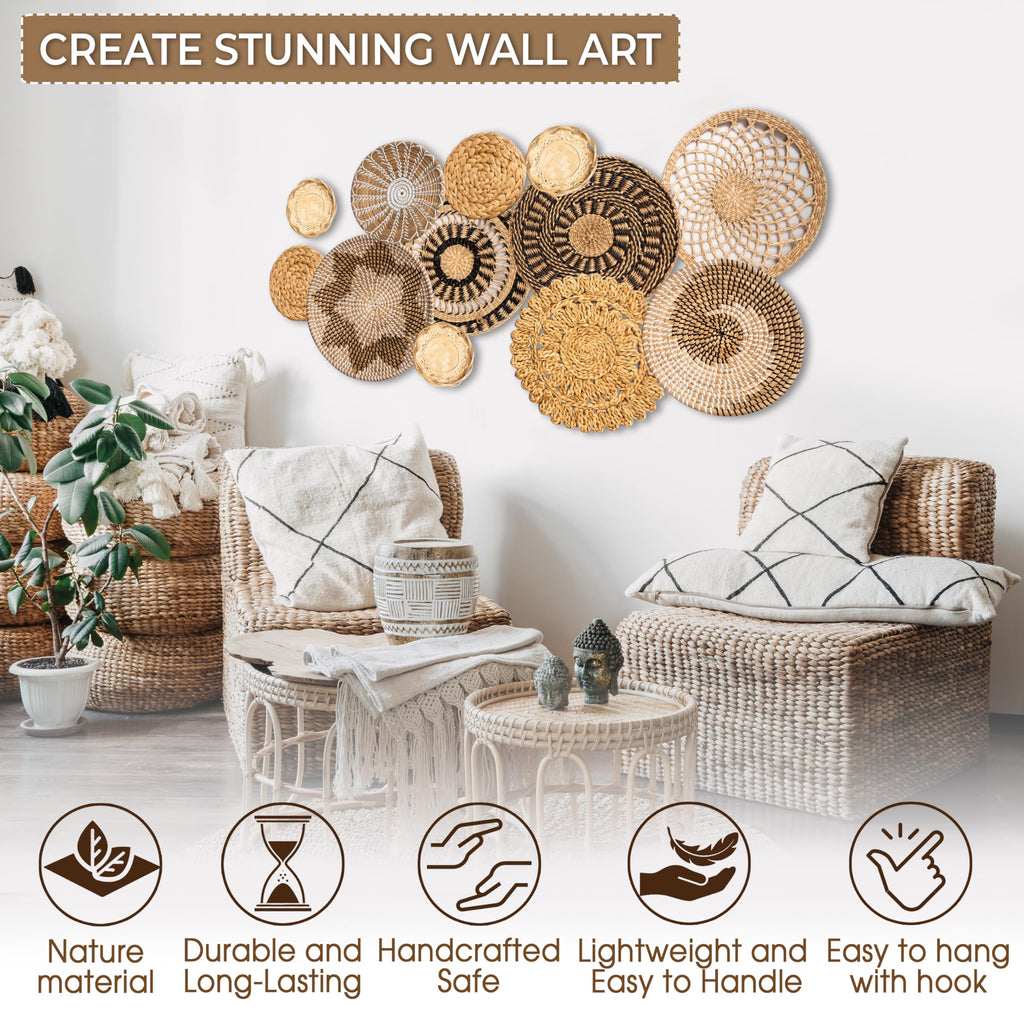 Woven Basket Wall Decor, Set of 12, Classic