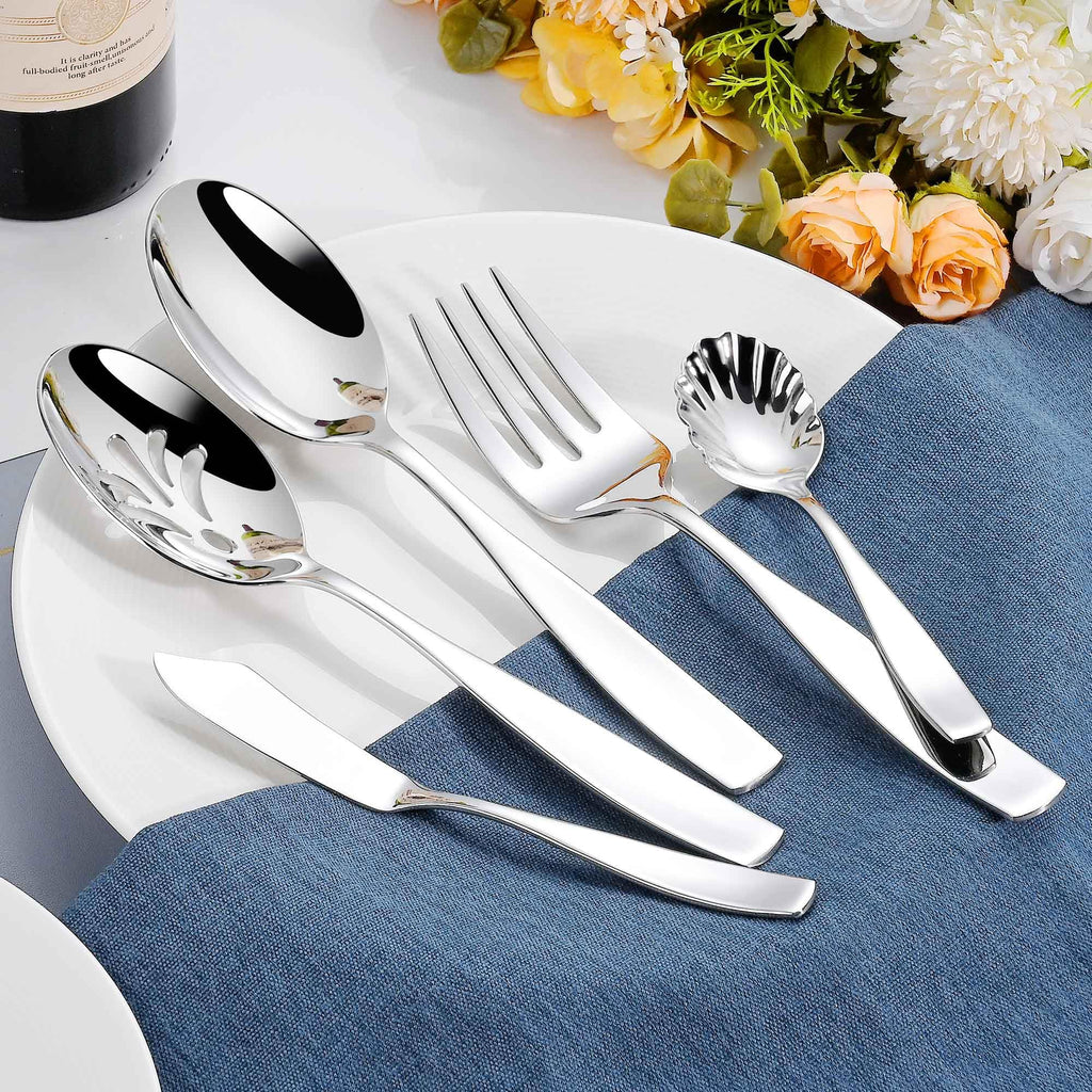45 Piece Flatware Set for 8 Stainless Steel 18/10, Heavy Silverware Set
