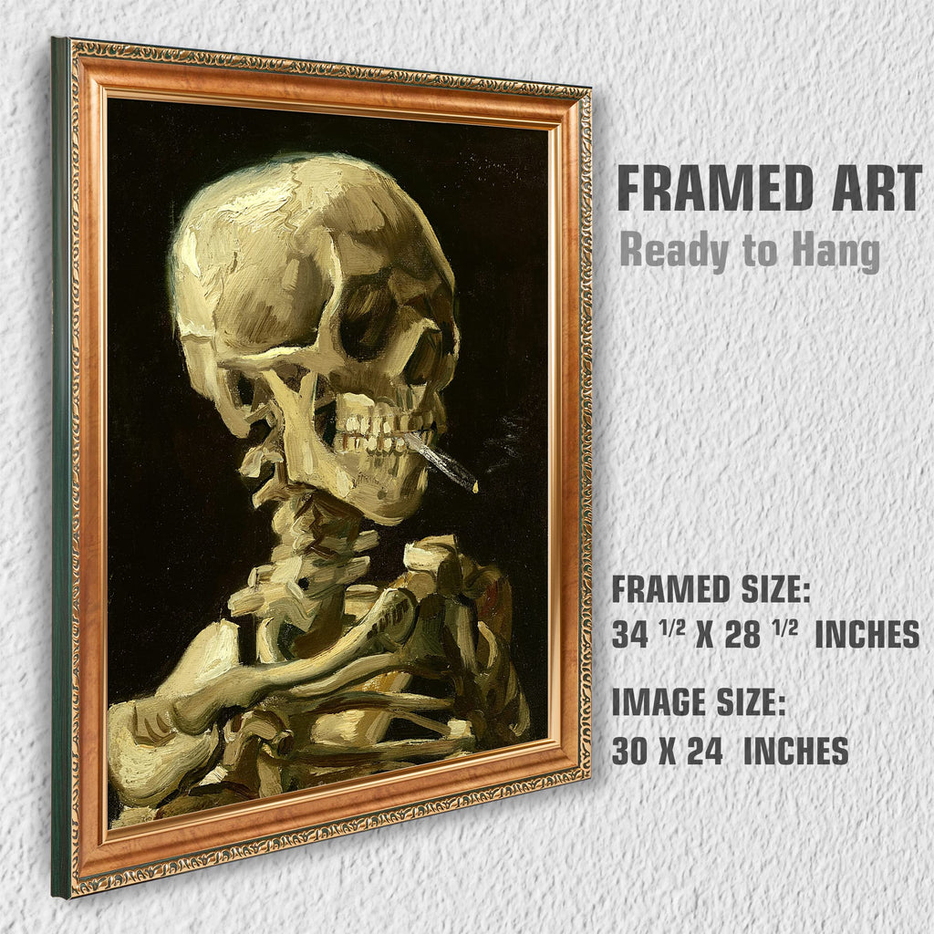 Head of a Skeleton with a Burning Cigarette by Vincent Van Gogh.Framed Size:34.5x28.5 inches, Image Size:30x24 inches