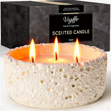 20oz Large Scented Candle - Vanilla Dreamscape, 3 Wick Non Toxic Soy Candles for Women, Matte Ivory White Ceramic Jar
