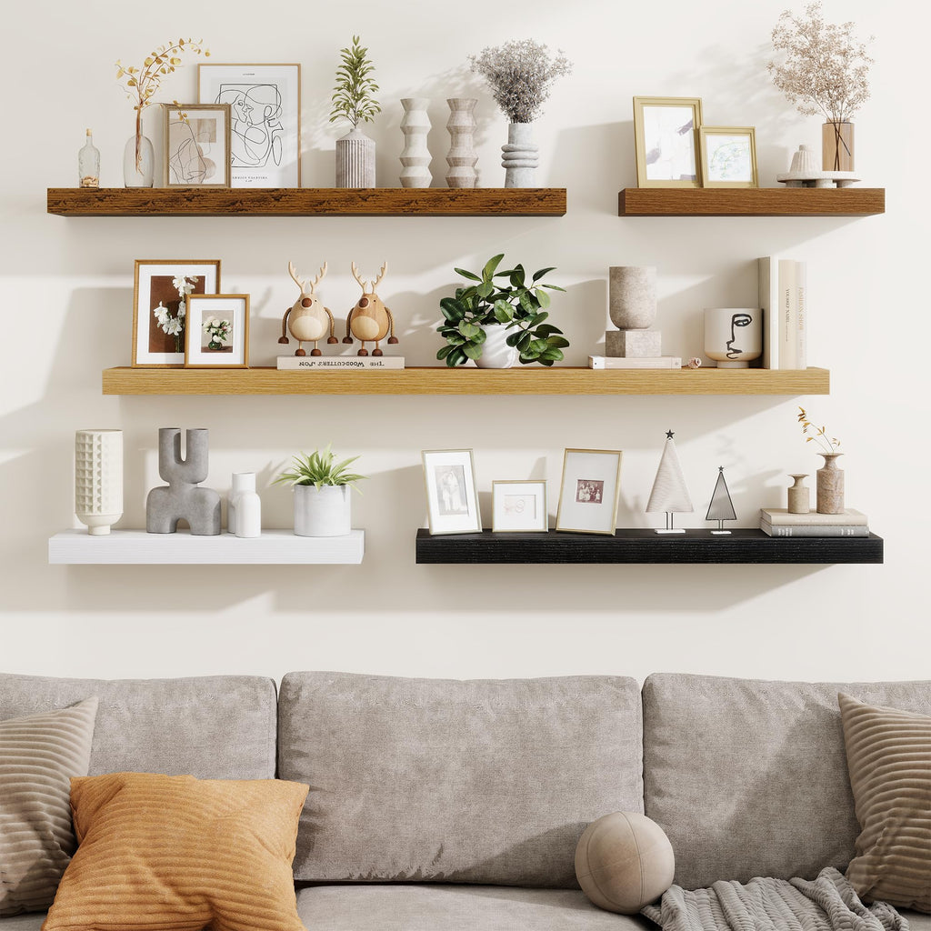 55 Inch Floating Shelves Bedroom, Large Extra Floating Shelf Set of 2 with Invisible Brackets, White