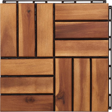 Outdoor Collection Hanoi Natural Acacia Wood 12-Slat Interlocking Floor Tile Patio Deck 12 x 12-inch (Set of 10)