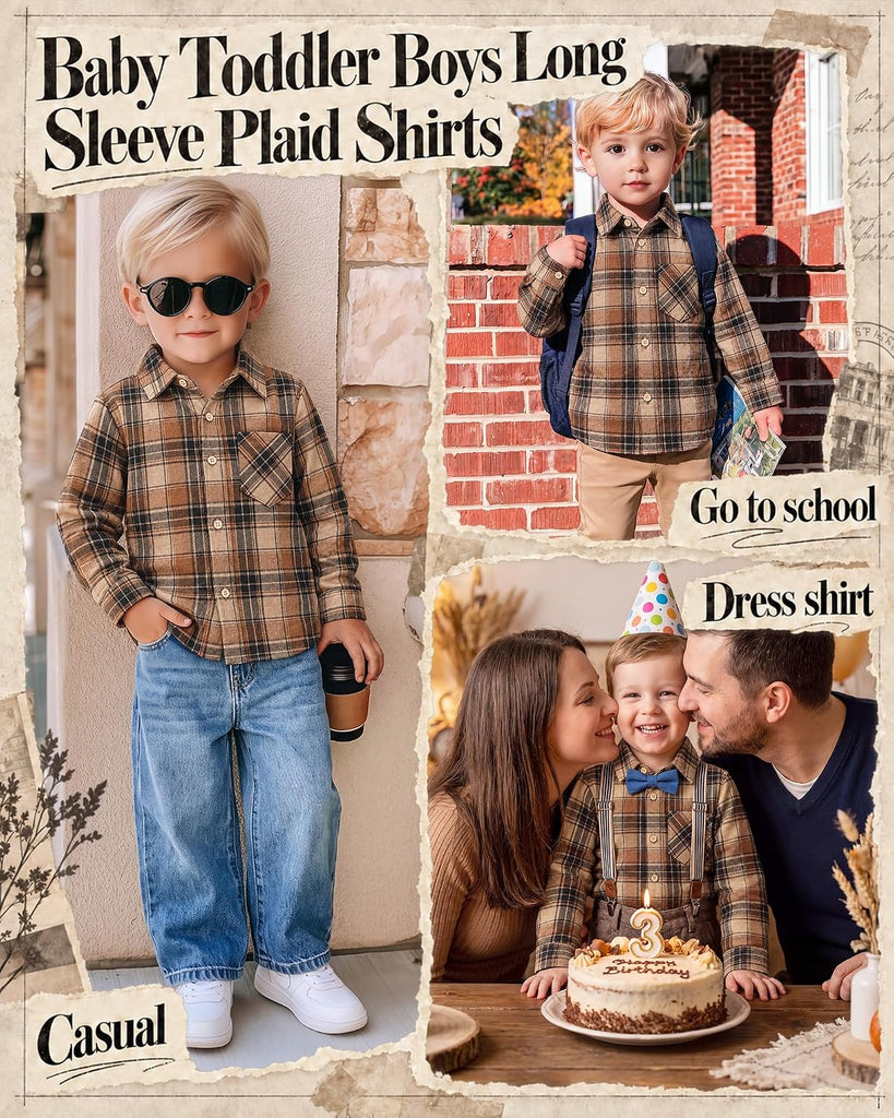 Baby Toddler Boy Plaid Shirt Long Sleeve Flannel Top