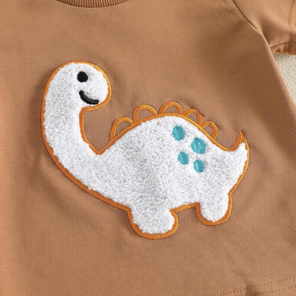 Toddler Baby Boy Summer Clothes 0 6 12 18 Dinosuar Embroidery Outfit 2PCS Short Sleeve T-shirt Shorts Set