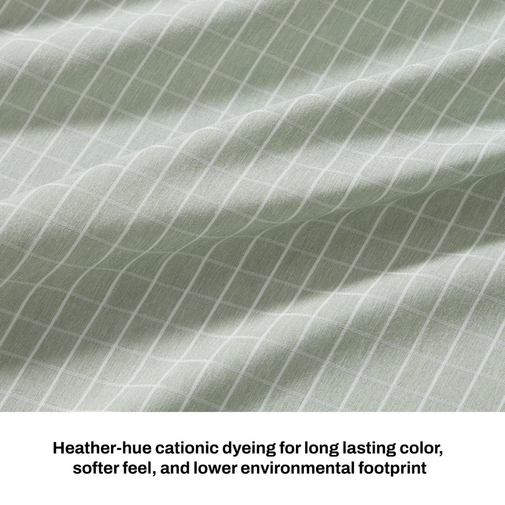 Queen Sheet Set 6-Piece Heather-Hue Windowpane Check Bed Sheets Green