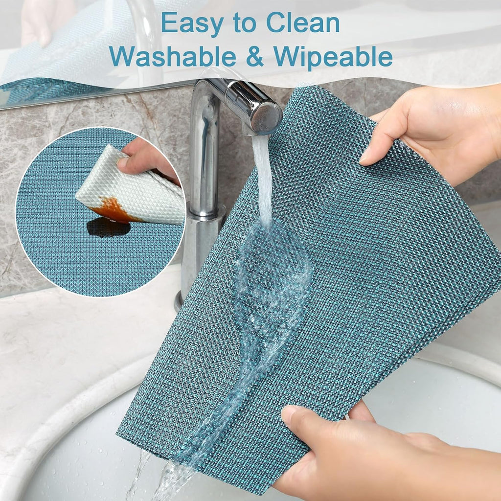 Round Table Placemats Small Wedge Placemat Wipe Clean Heat Resistant Woven Vinyl Round Table Mats (4, Gray - Set of 4