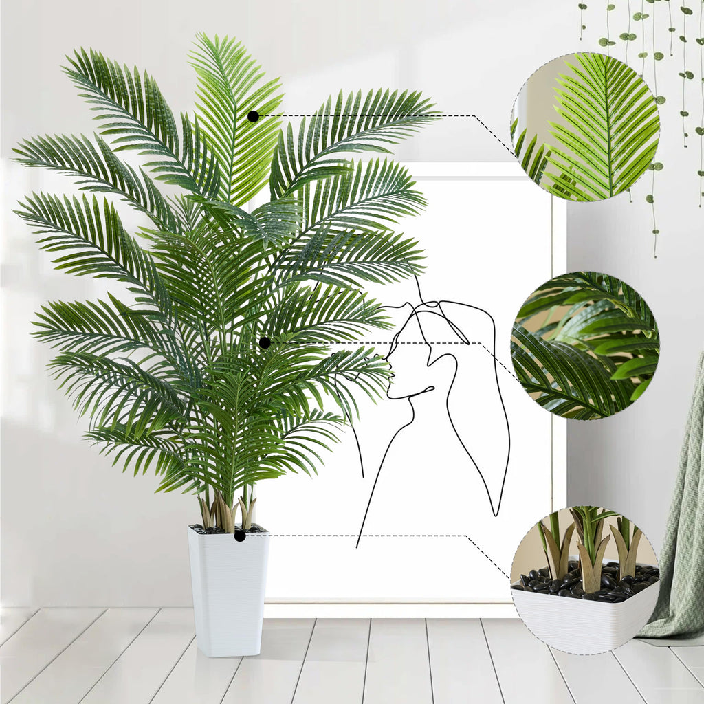 Artificial Palm Tree, 6FT Tall Faux Plants Indoor with White Planter