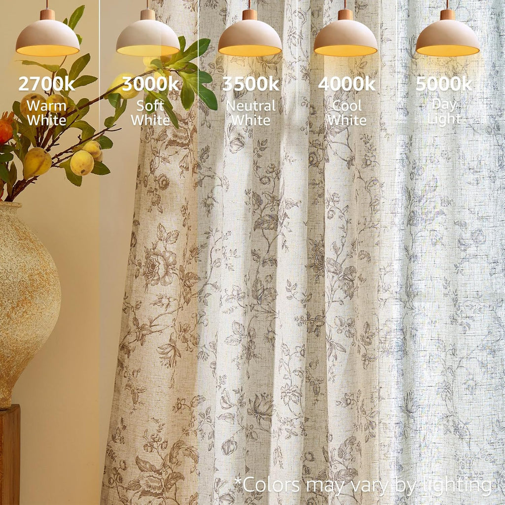 Amlie Linen Floral Curtains 84 inch Length Curtains for Living Room Bedroom Farmhouse Country Decor Drapes Light