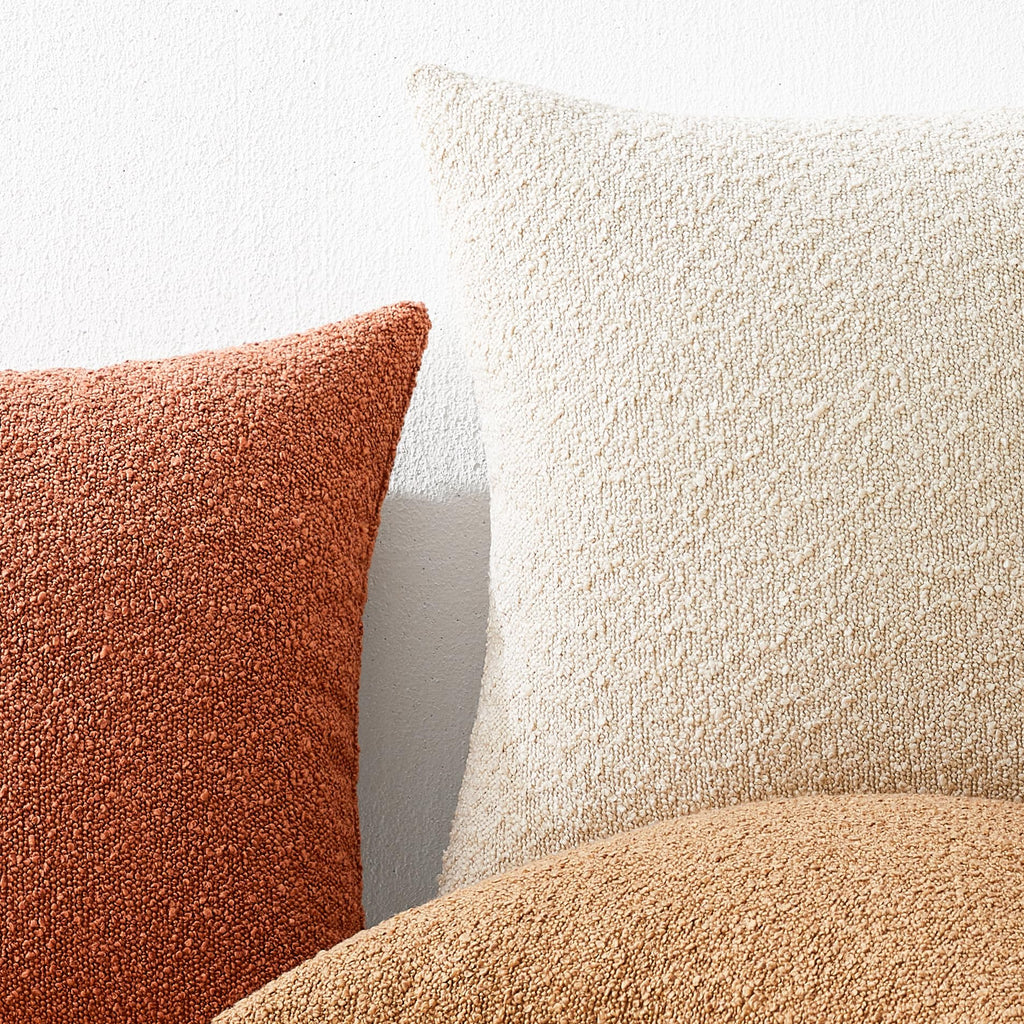 Decorative Boucle Throw Pillow Covers, Rust, 12 x 20 Inches, Pack of 2 - Textured Boho Pillow Covers for Couch and Bed
