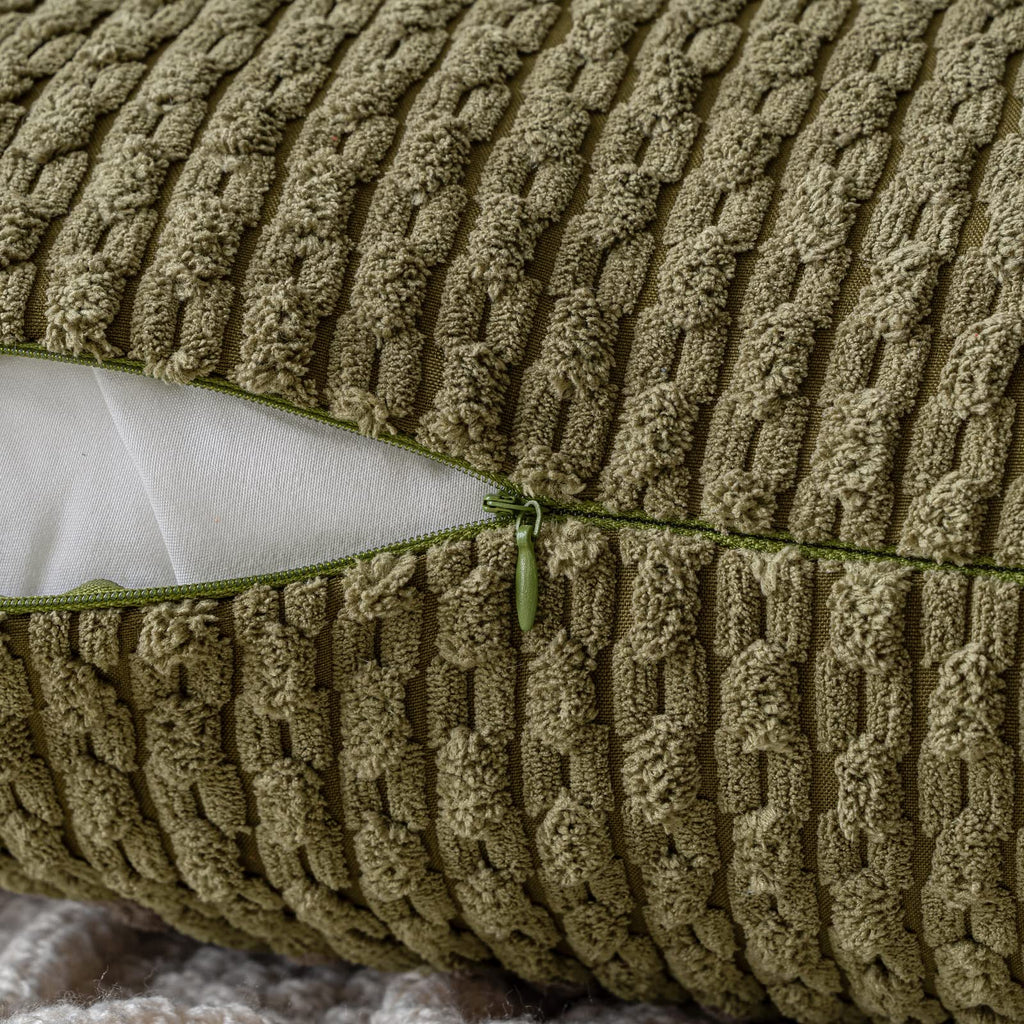 Decorative Throw Pillow Covers 18x18 Olive Green Textured Corduroy