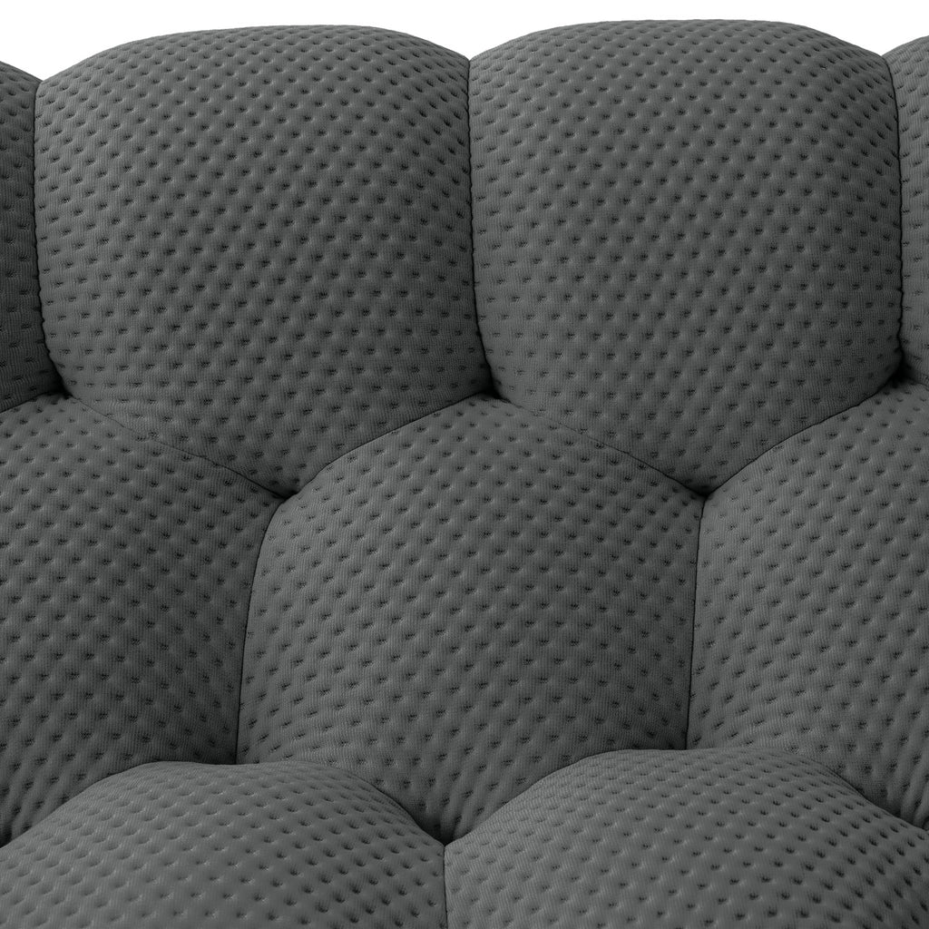 Bubble Couch, Modern Curved Couch, Memory Foam Round Lazy Floor, 3D Honeycomb Bubble Curved Sofas (Dark Grey, 98.43")
