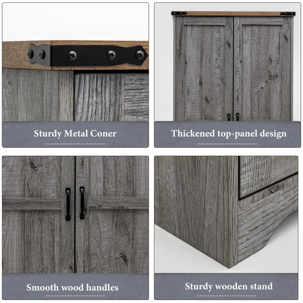 71" Wooden Armoire Wardrobe Closet with 2 Doors & 2 Drawers, Grey