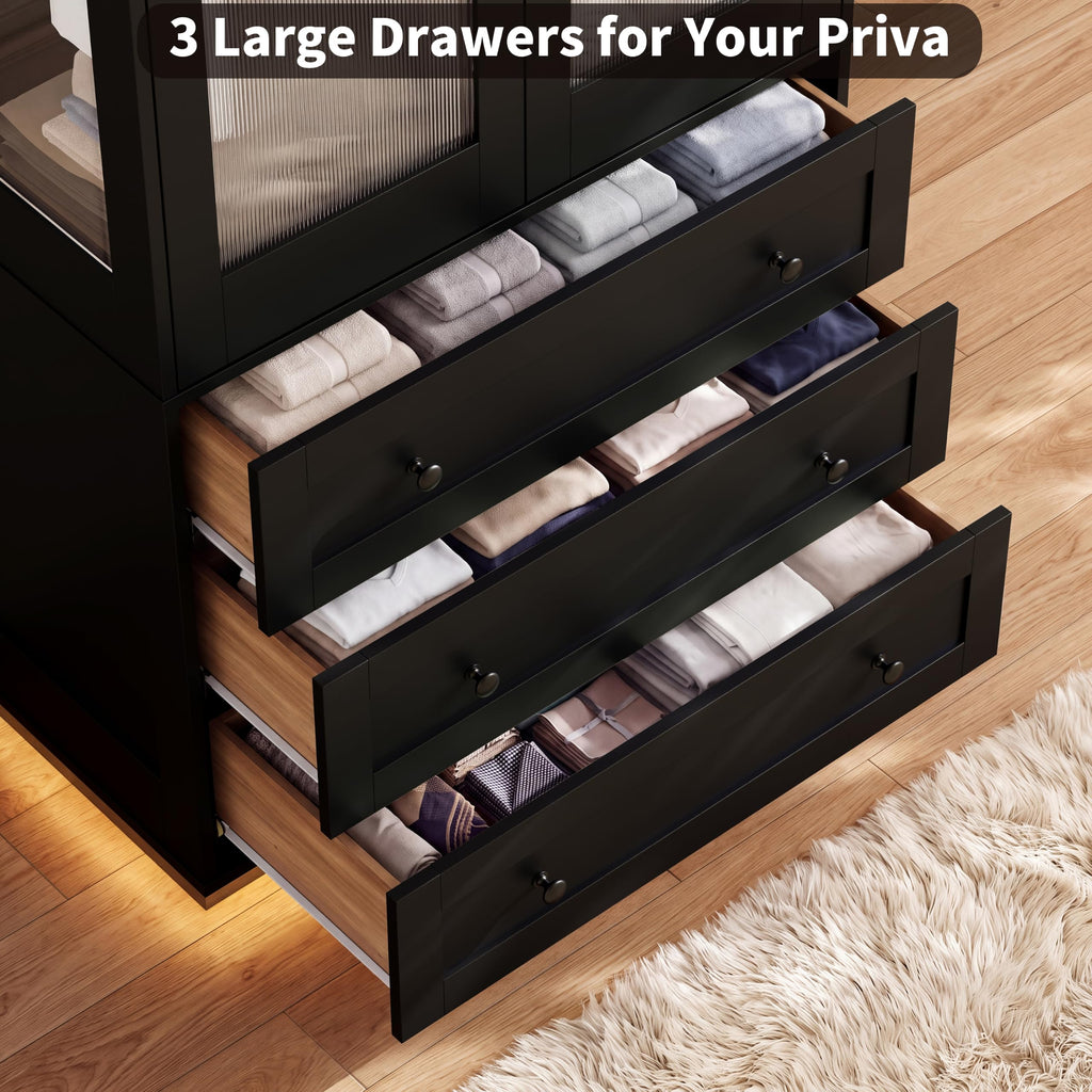 Tall Armoire Wardrobe Closet with 2 Door and 3 Drawers