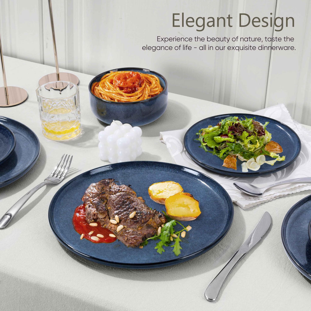 12 Pieces Dinnerware Sets Stoneware Service for 4, Starry Blue