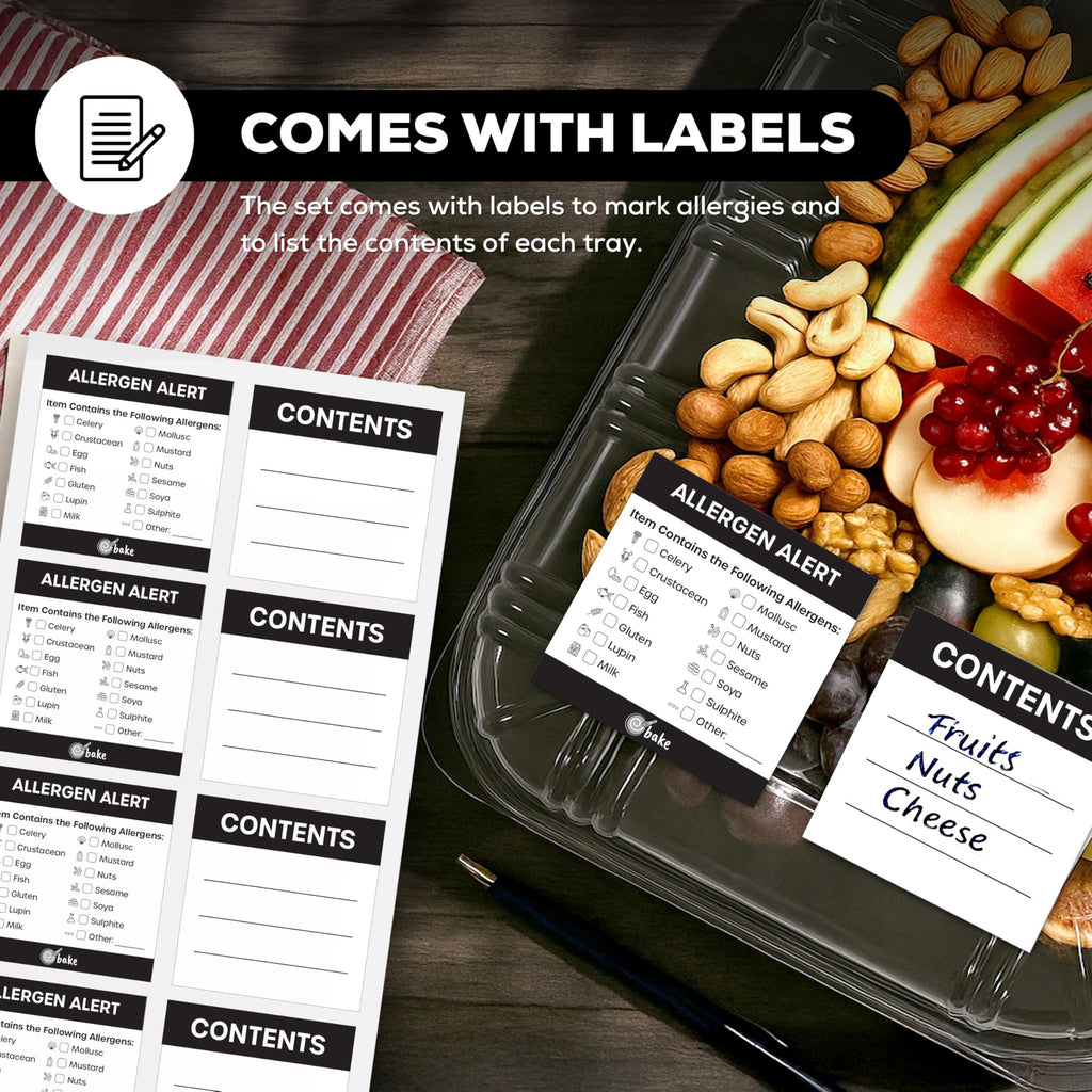 6 Pack Catering Trays with Lids - 13" Serving Tray with Lid, Heavy Duty Recyclable Plastic Party Platters for