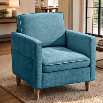 Chenille Accent Chair Mid Century Modern Reading Armchair