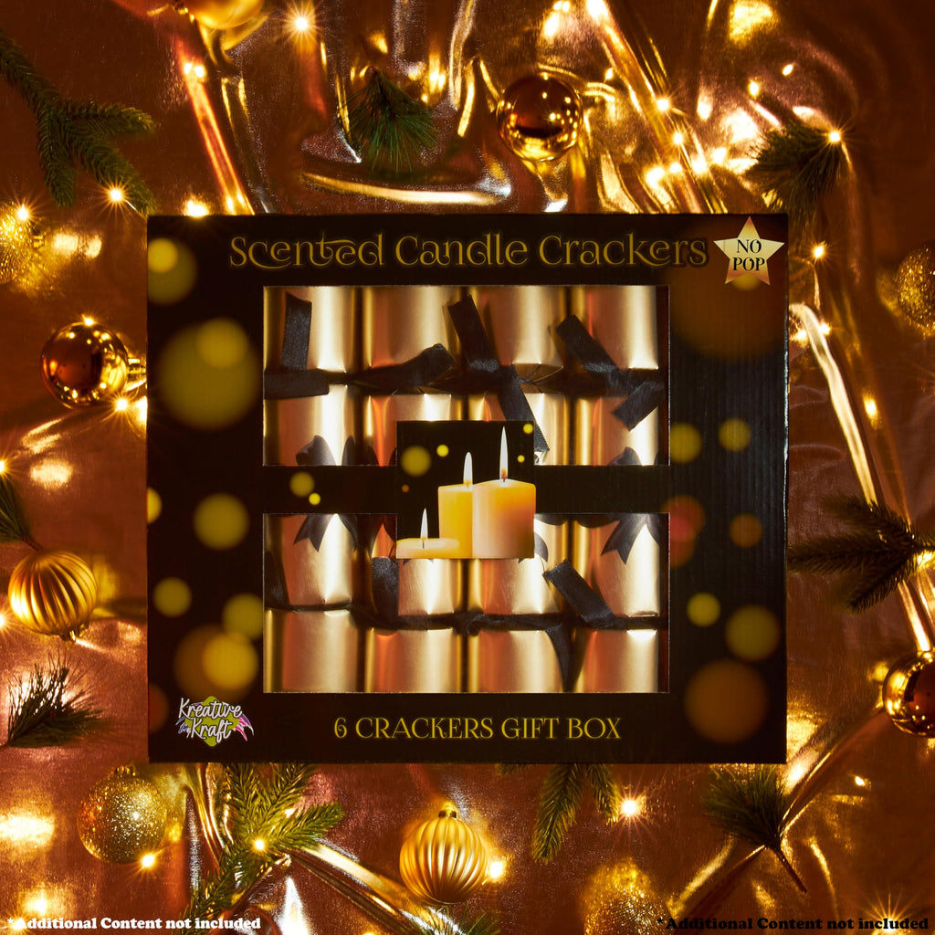 Luxury Jar Candles Christmas Crackers for Adults, No-Snap, Scented Festive Candles Christmas Decorations Table Party