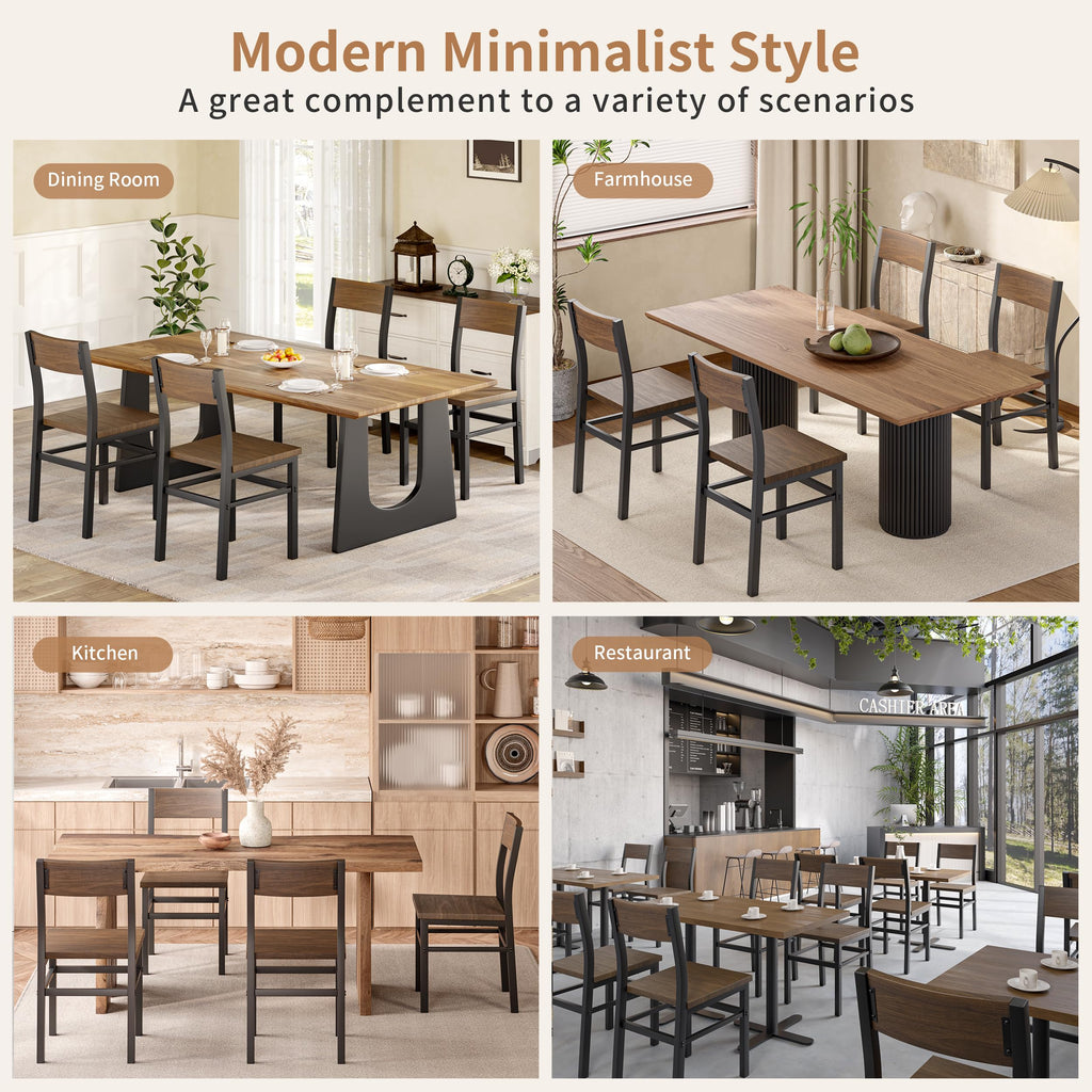 Nut-Brown Dining Chairs Set of 4, Farmhouse Kitchen Room Chairs