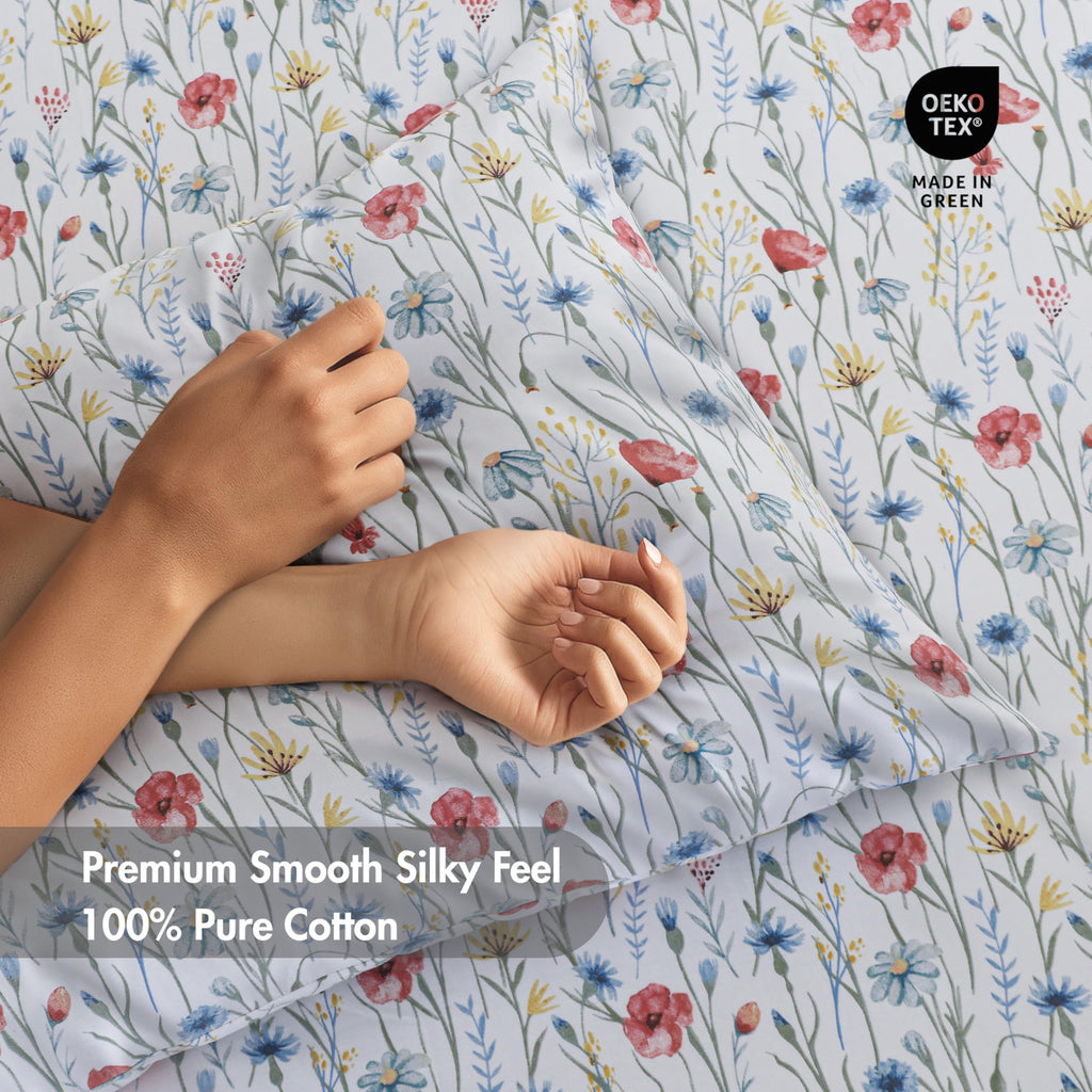 100% Cotton Sateen Sheet Set, Sweet Pea Fest
