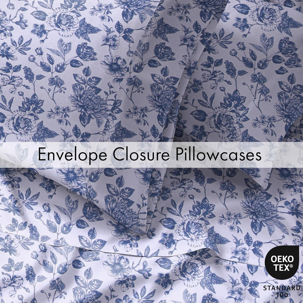 100% Cotton Percale Sheets King, Wild Flower | Cooling Bed Sheets for Hot Sleepers, Deep Pocket 16", Breathable