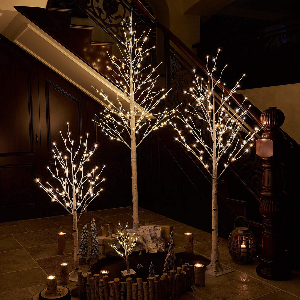 Lighted Birch Tree 8FT 240 Warm White Lights, White Twig Tree with Lights for Wedding Party Christmas Decoration