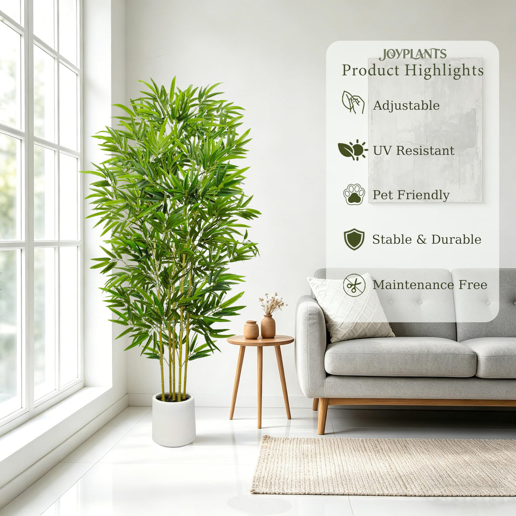 5FT Faux Bamboo Tree, Artificial Plants with Pot for Indoor Decor