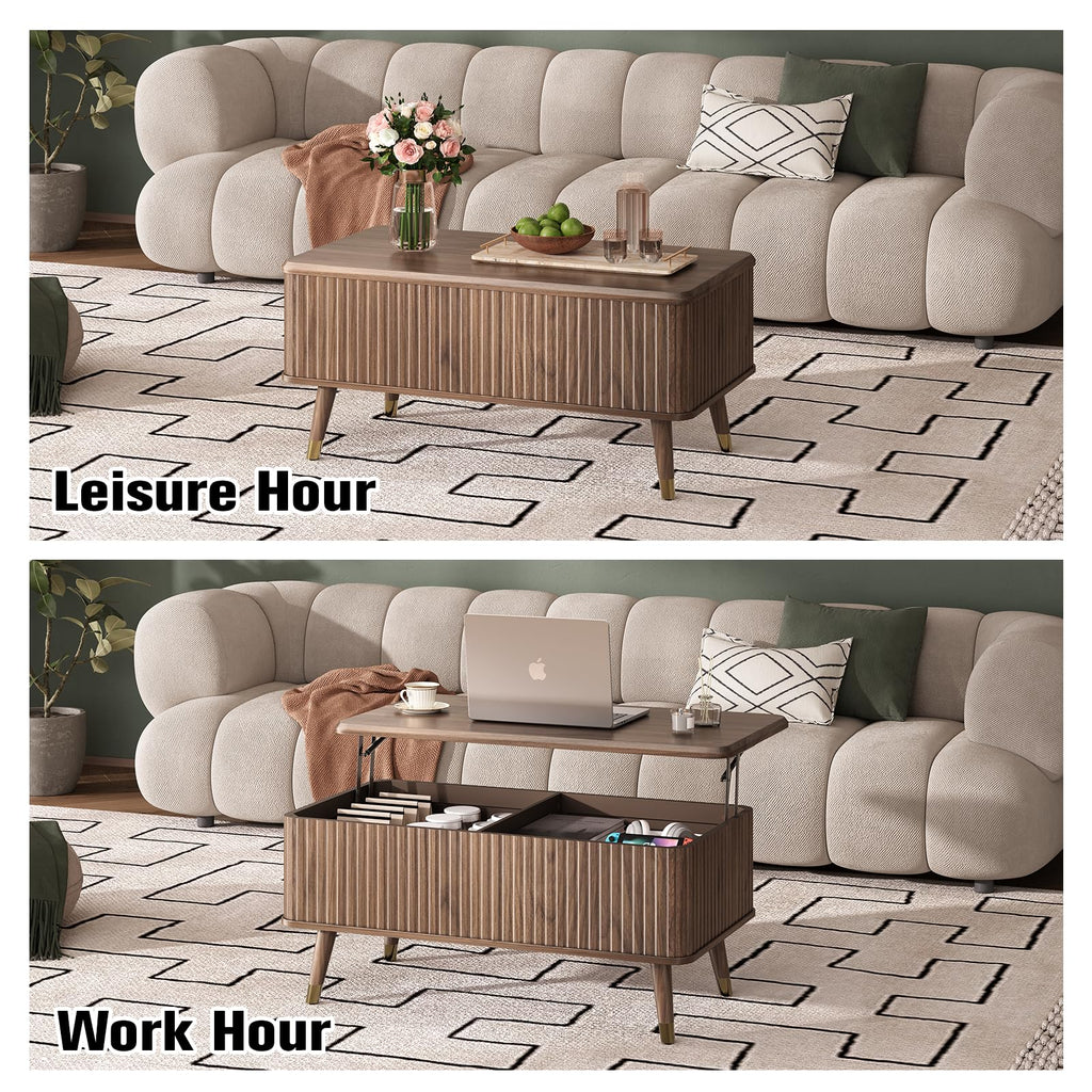 38" Lift Top Coffee Table with Storage, Walnut