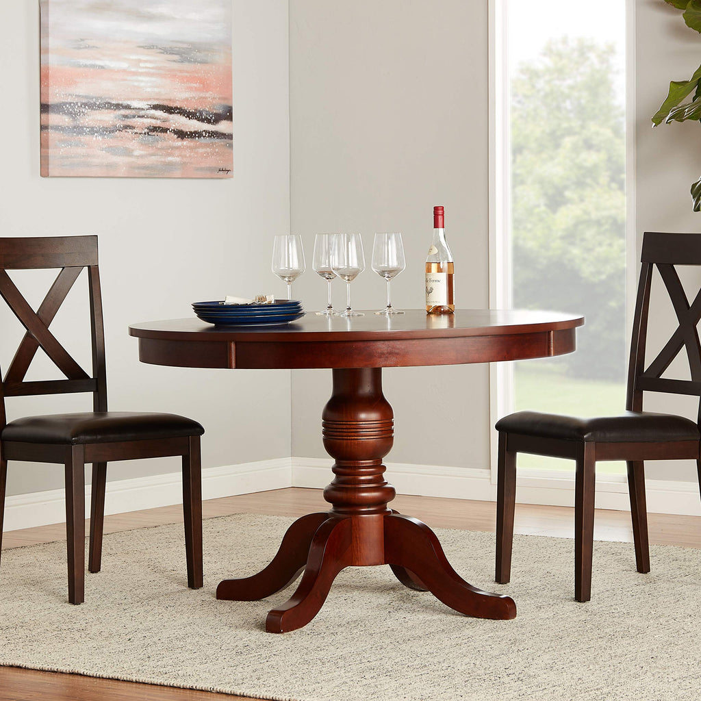Inspired Saarinen Style Brennan Modern Wood 48 in. Round Dining Table with Pedestal Design (Seats 4 to 6), Cherry Brown
