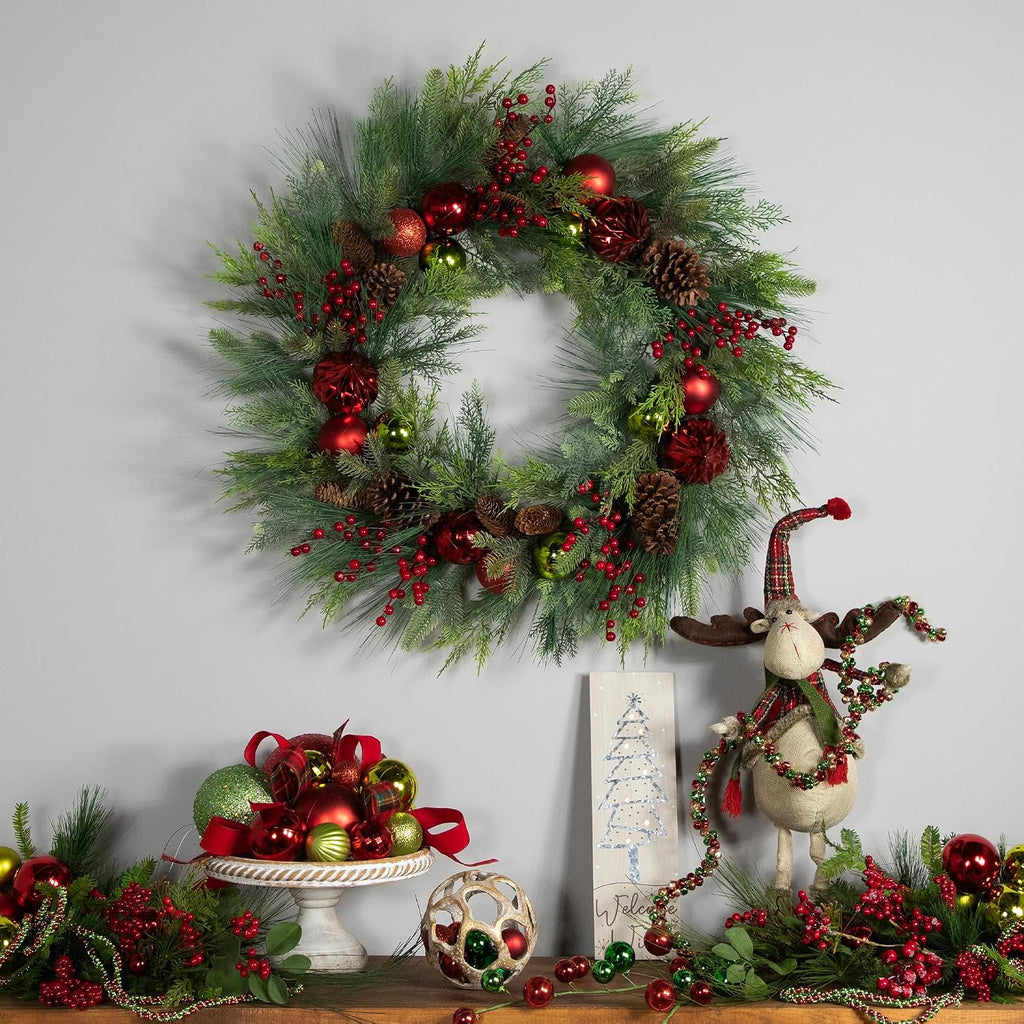 Real TouchTM Pinecones Ornaments Artificial Christmas Wreath 36"