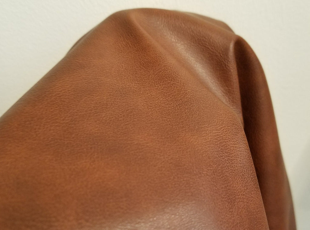 TM | Cognac Rustic Brown Two Tone Soft Faux Vegan Leather Sheet Fabric PU (Peta Approved Vegan) | 1 Yard (36 inch x