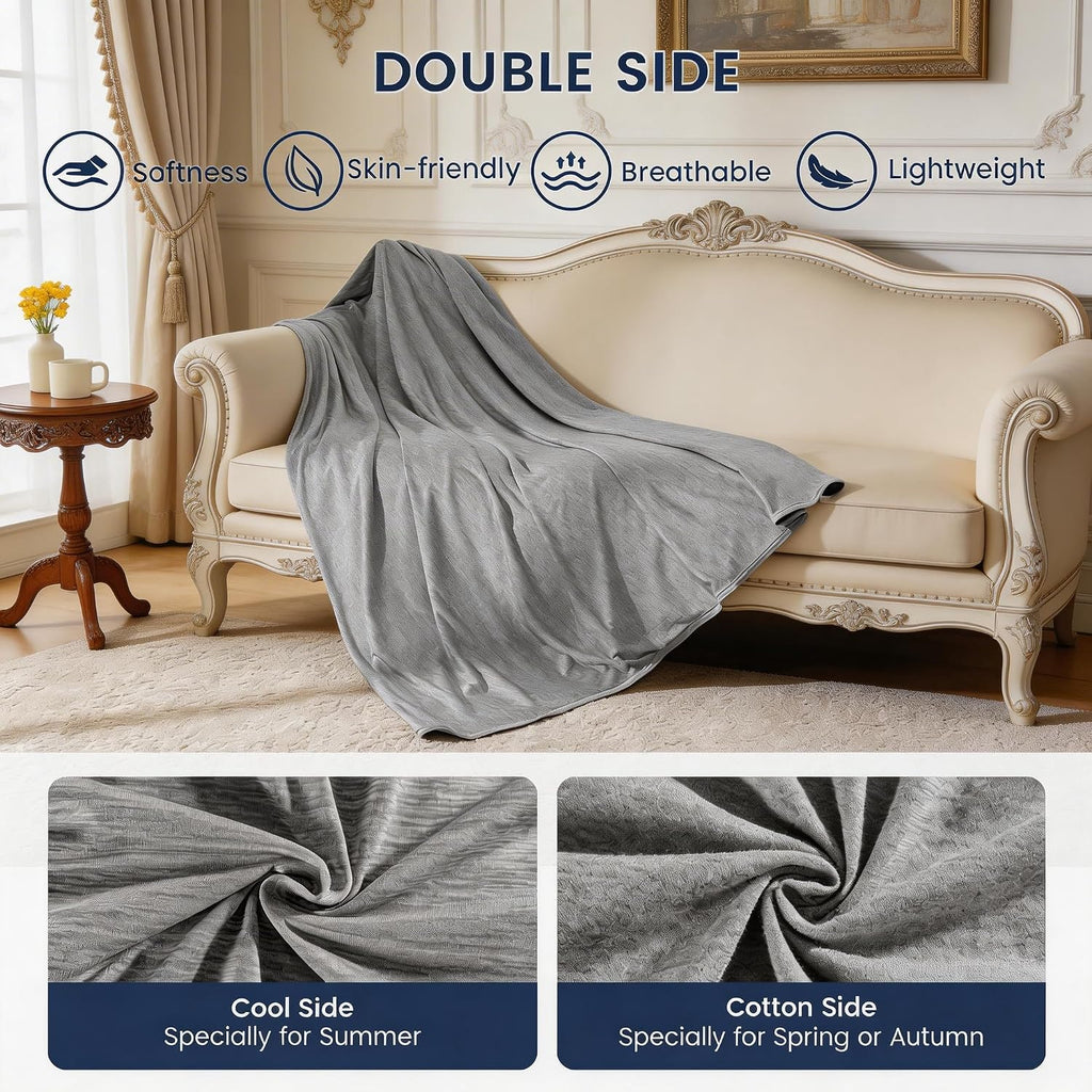 Cooling Blanket for Hot Sleepers, Twin Size, Grey 59x79 inch | Summer Lightweight Breathable Throw for Night Sweats