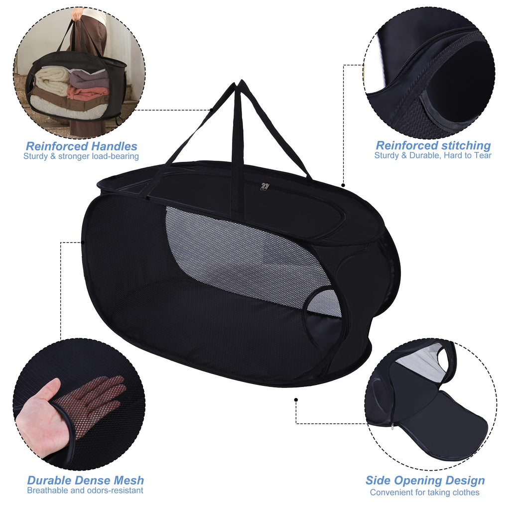 4 Pcs Collapsible Laundry Baskets, Pop-up Laundry Hamper