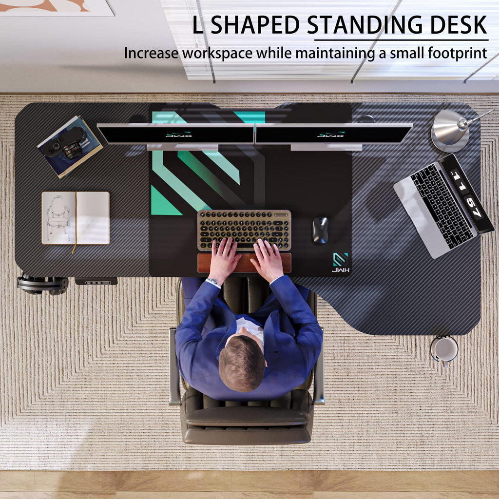 63-Inch Dual Motor L-Shaped Electric Standing Desk, Black