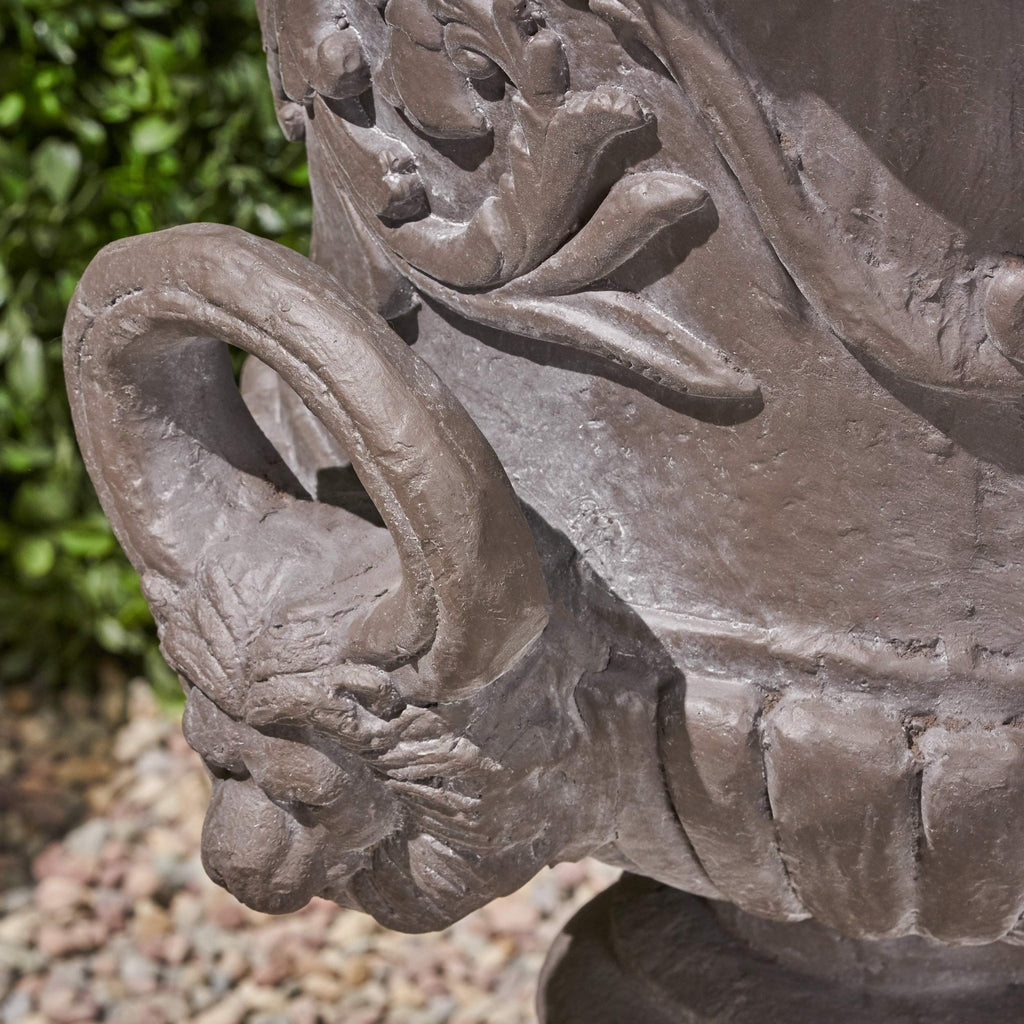 Noble House Adonis Outdoor Roman Chalice Garden Urn Planter in Antique Gray