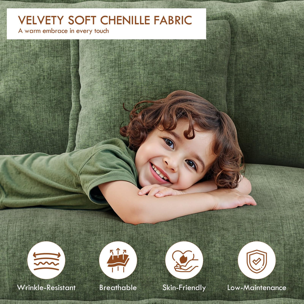 111.4" Modular Sectional Sofa, U Shape Cloud Couch with 2 Movable Ottoman, Comfy Chenille Deep Seat Sofa with Soft
