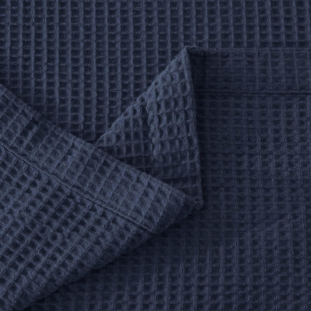 100% Cotton Blue Blanket Full/Queen Size for Bed - Breathable and Soft, Waffle Weave for Summer Spring, 90x90 Inches
