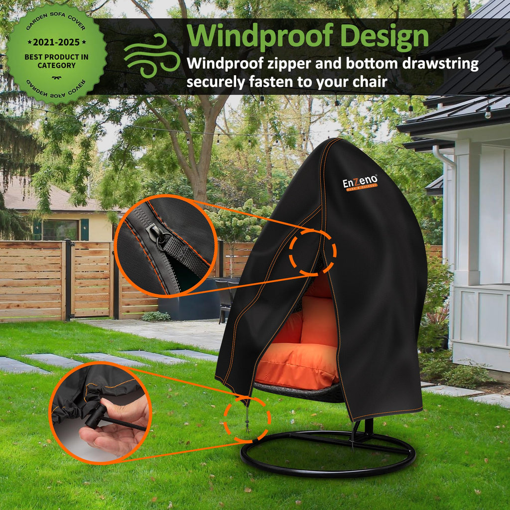 Patio Egg Chair Cover Glider Covers Waterproof, Black