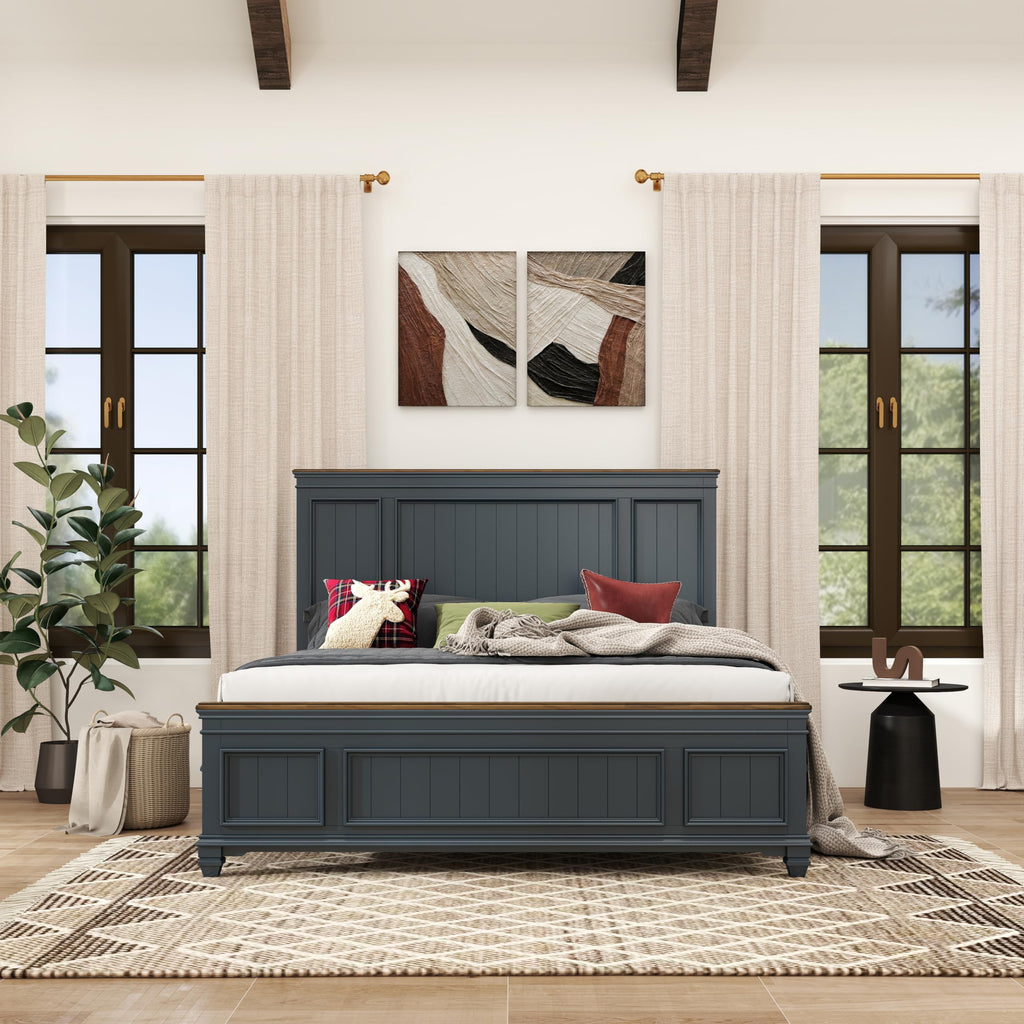 Riverton Shiplap Wood Panel Bed, Slate Blue