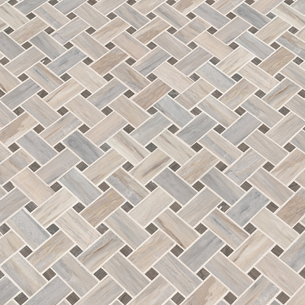 Marble Wall Tile | Angora Basketweave Warm White | 12.5" x 12.5"