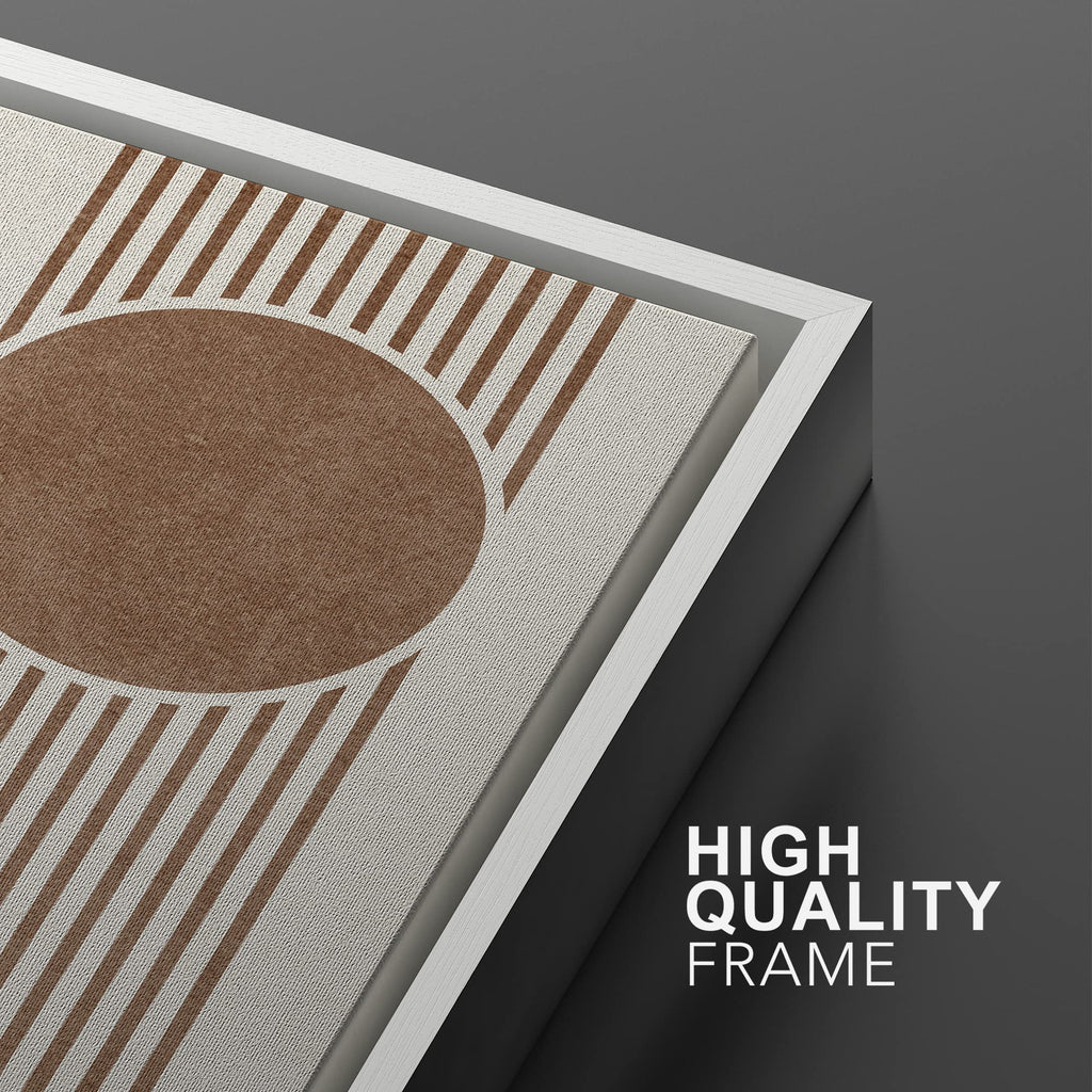 Framed Canvas Print Wall Art Set Geometric Mid-Century Circle Line Polygons Abstract Shapes Illustrations Modern Art