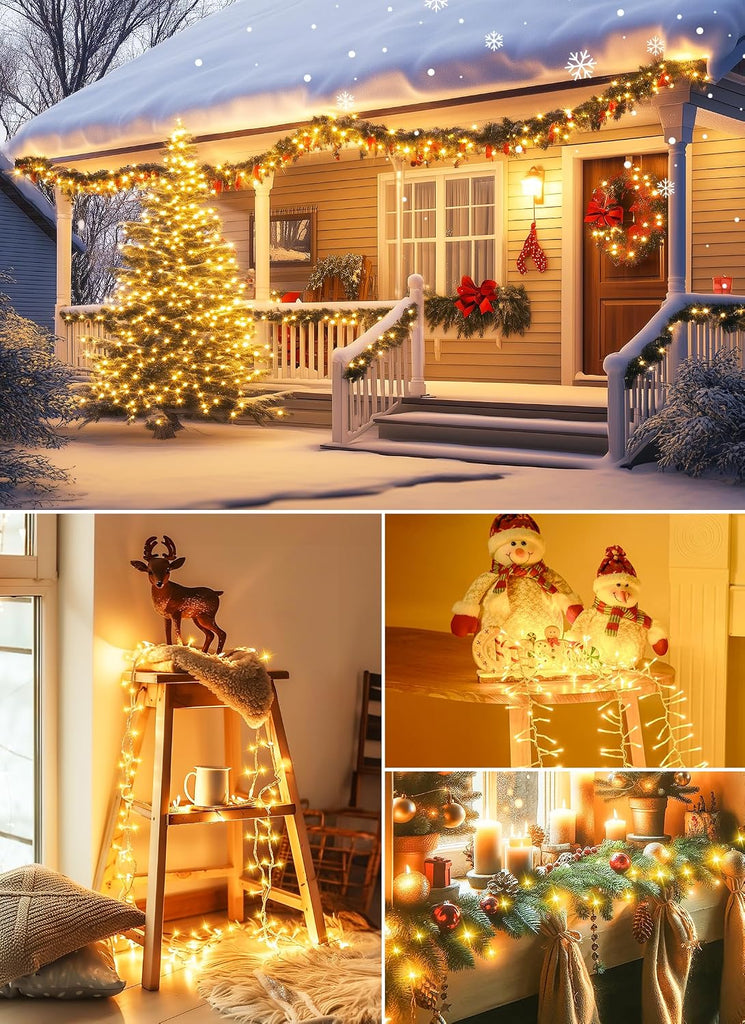 25 Ft 500 LED Cluster Lights Christmas Outdoor, White Wire LED Decorative Christmas Tree Lights with Remote & 12