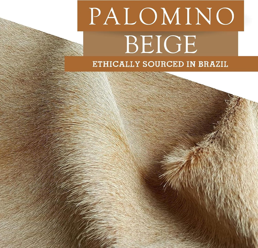Genuine Cowhide Rug 6x6-7 ft, 100% Real Cow Hide (Palomino Beige) | Unique Beige Cow Print Area Rug | Rustic Natural