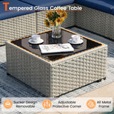 Patio Furniture Set, 7-Piece Outdoor Sectional All-Weather Wicker Patio Conversation Set for Backyard (Navy Blue