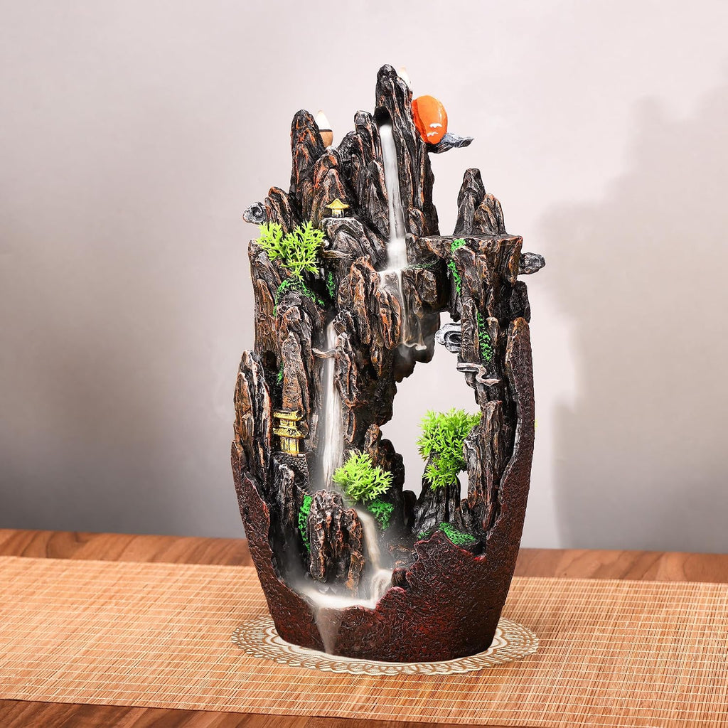 Large Backflow Incense Burner Resin Mountain Waterfall Incense Holder Smoked Fountain Aromatherapy Office Yoga Room - Set of 100