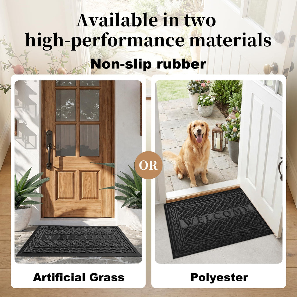 Welcome Mats for Front Door, 17" x 30" Heavy Duty Door Mats Entrance Outdoor Indoor, Non-Slip Front Back Doormat for